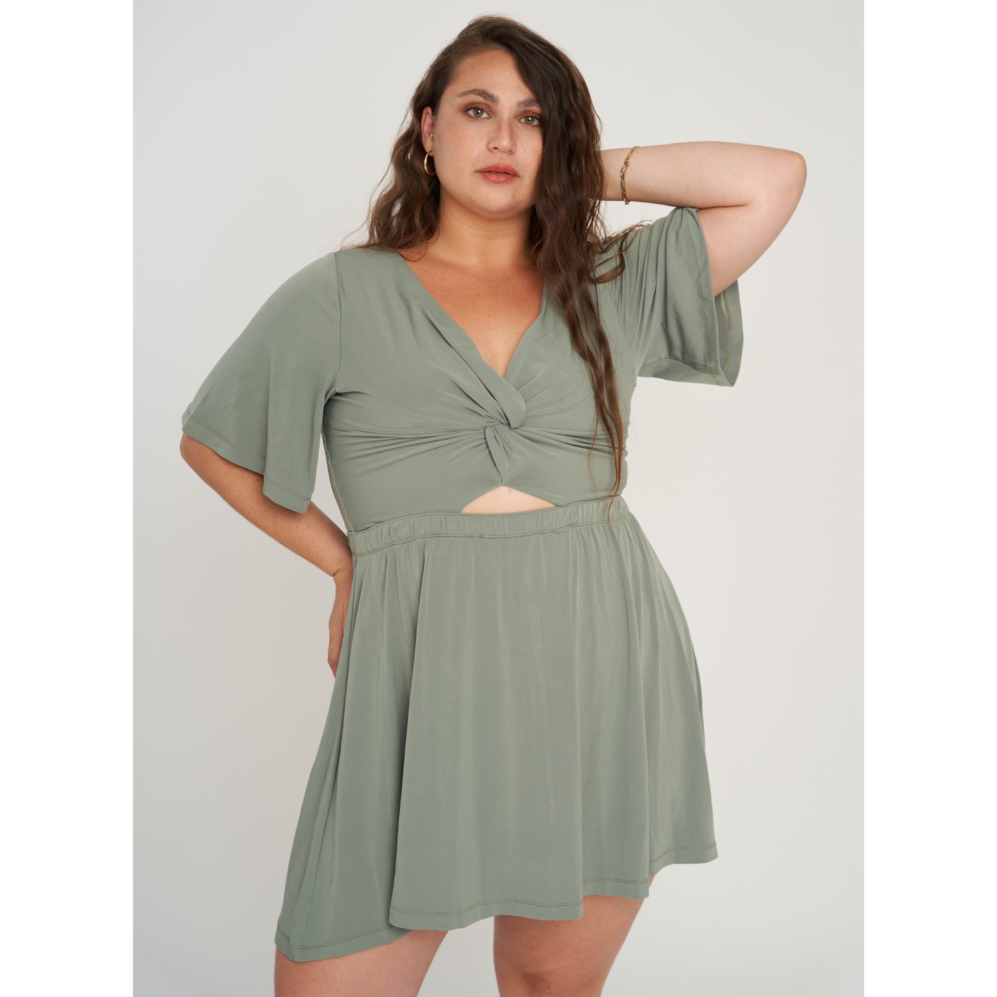 שמלת גפן - ירוק מנטה