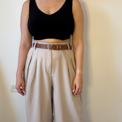 חגורה קלאסית עם אבזם כסוף