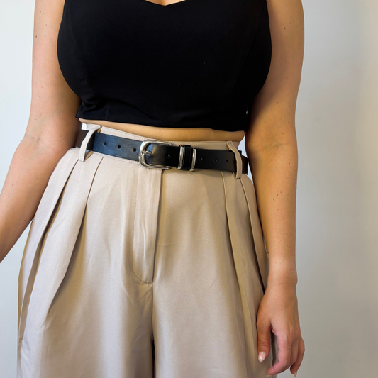 חגורה קלאסית עם אבזם כסוף