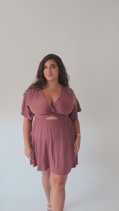 שמלת גפן - חום בורדו