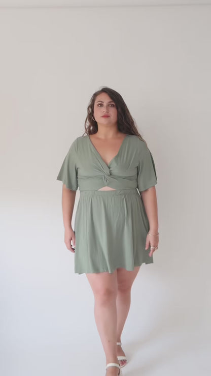 שמלת גפן - ירוק מנטה