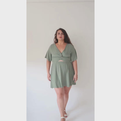 שמלת גפן - ירוק מנטה